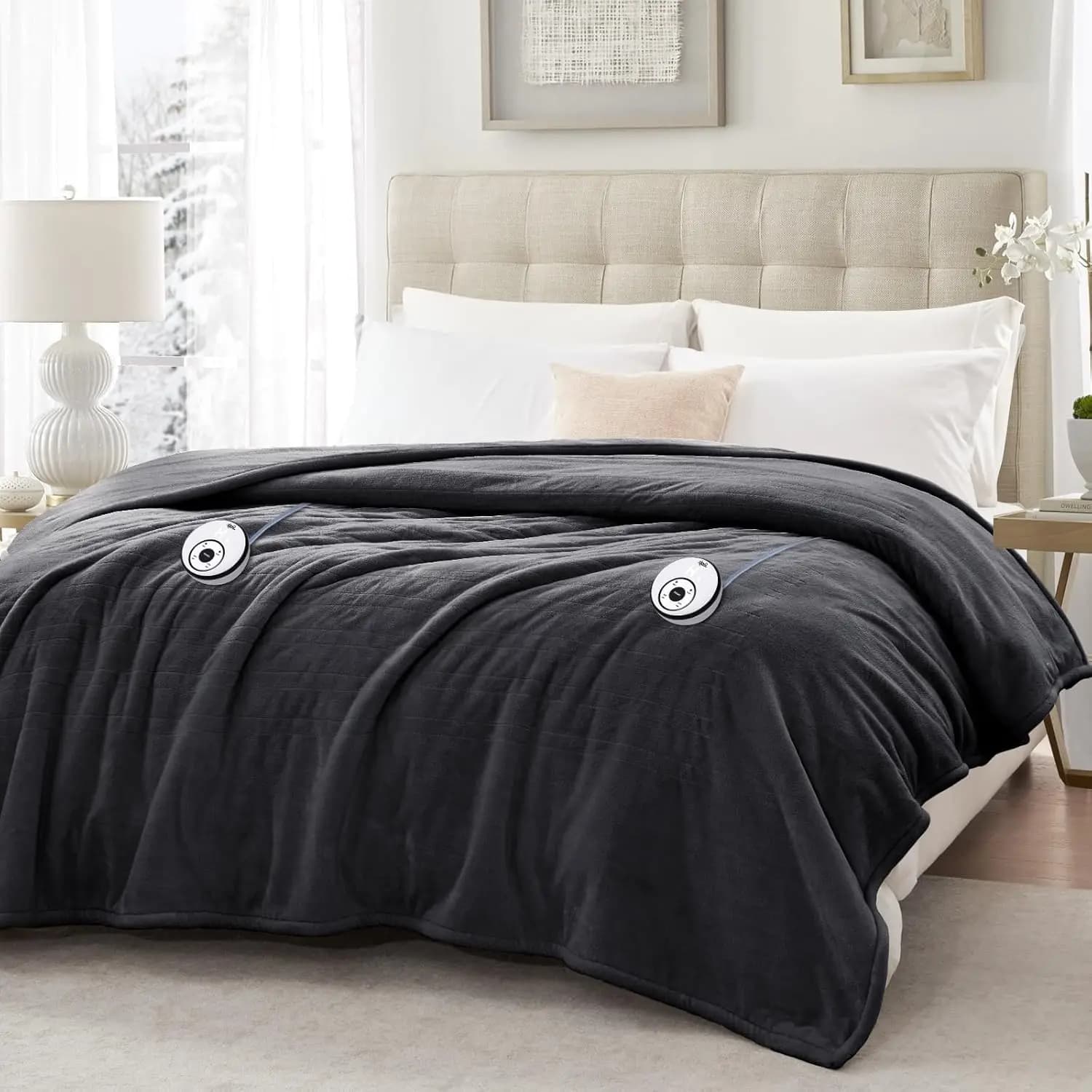 Coperta elettrica king size, 100"x90", morbida flanella con 10 livelli di calore e spegnimento automatico, lavabile in lavatrice