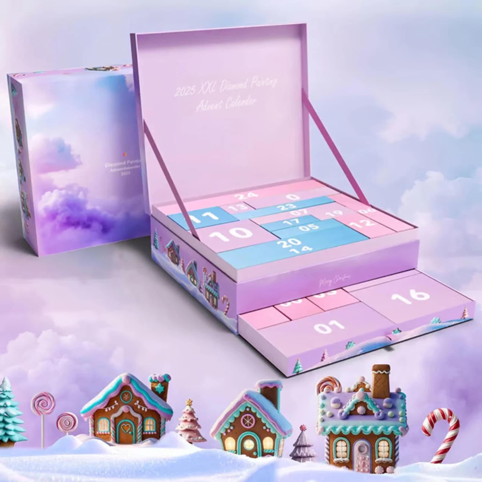 Pittura diamante Calendario dell'Avvento Puzzle 3D Kit artigianale fai-da-te 24 giorni Regalo creativo per bambini e adulti Amanti dell'arte Regalo di festa