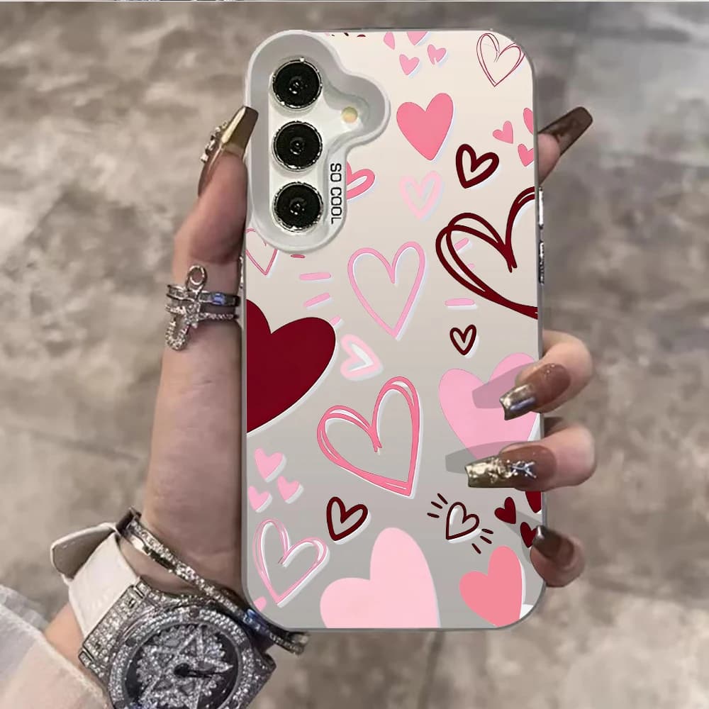 Custodia antiurto IMD con design Modern Romance Hearts per Samsung Galaxy S26 S25 S24 S23 S22 Ultra Plus A56 A55 A54 A53 A36 A35