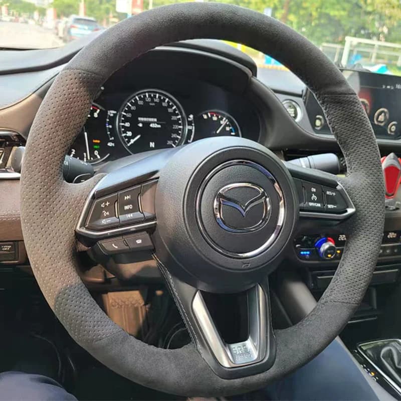 Suede for Mazda 3 Axela 2017-2019 CX5 CX-5 CX4 CX-4 Atenza Mazda 6 MX-5 MX5 CX-8 Hand Sewing Car Steering Wheel Cover Briad