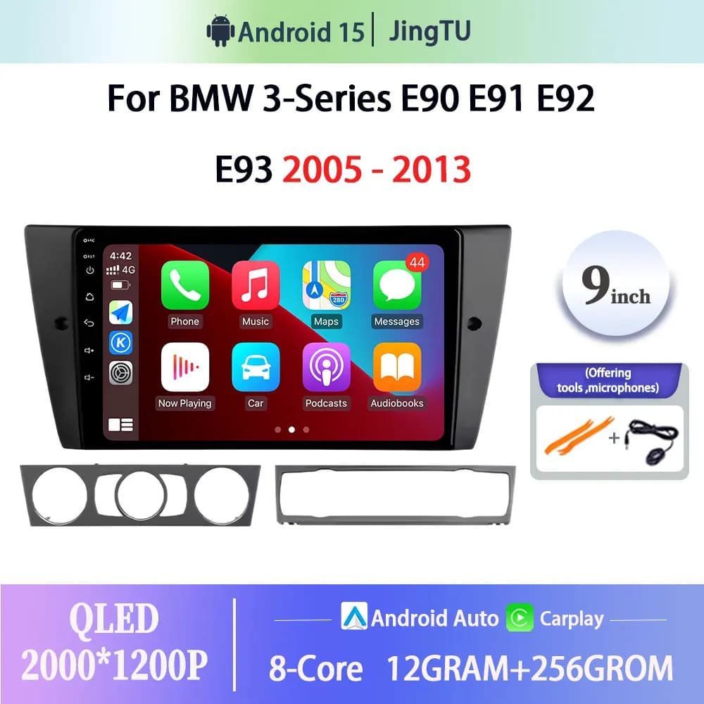 Per BMW Serie 3 E90 E91 E92 E93 2005-2013 Wireless CarPlay Android Auto Multimedia Navigazione GPS CarPlay Radio Schermo Stereo