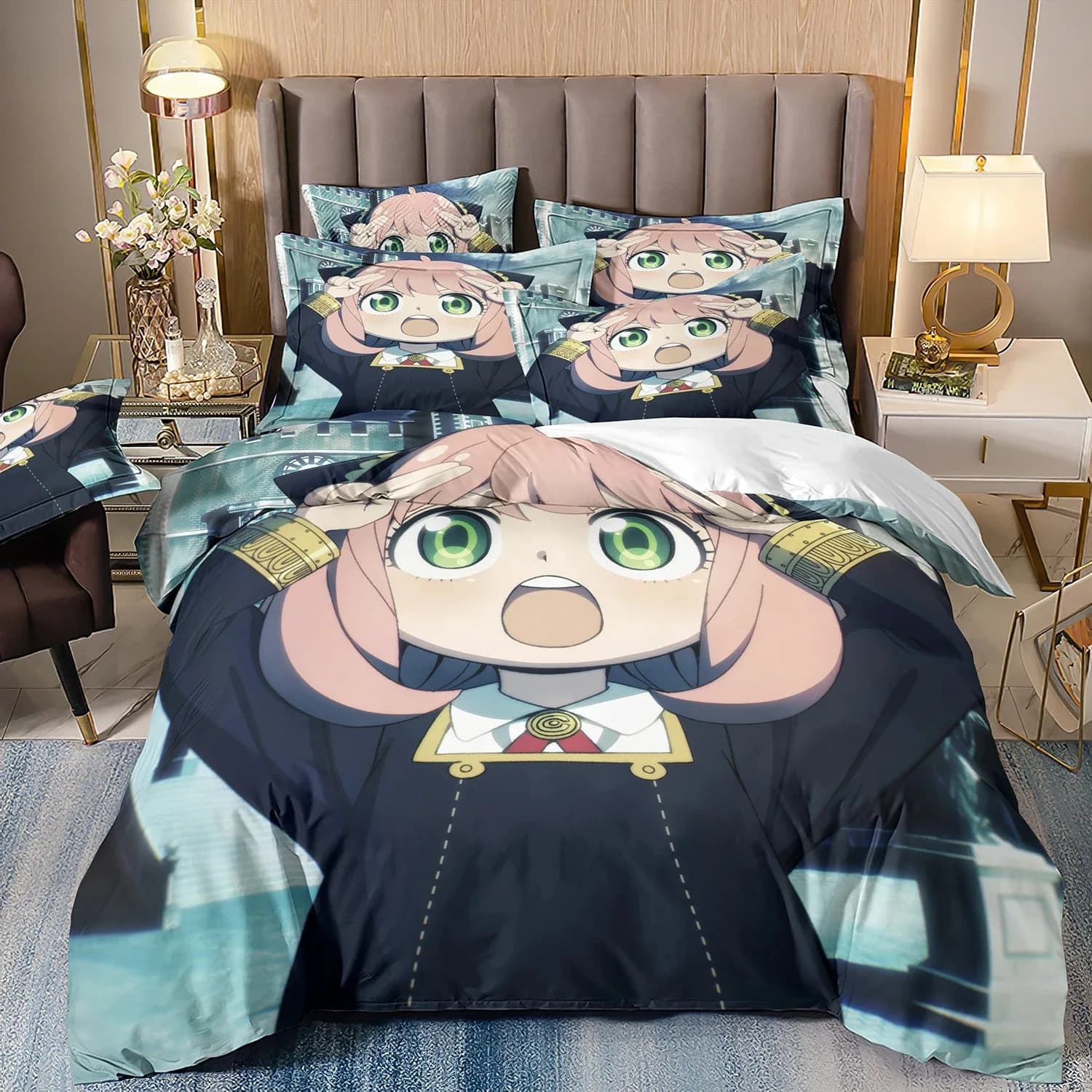 Nuovo Set di Biancheria da Letto di Lusso SPY FAMILY Anya con Stampa 3D, Copripiumino, Set Letto, Federe, Misure King e Queen per Ragazzi e Adulti