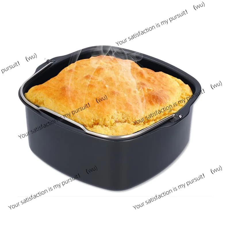 Cake mold with square air fryer, black non-stick domestic oven cake mold resistant to high temperatures