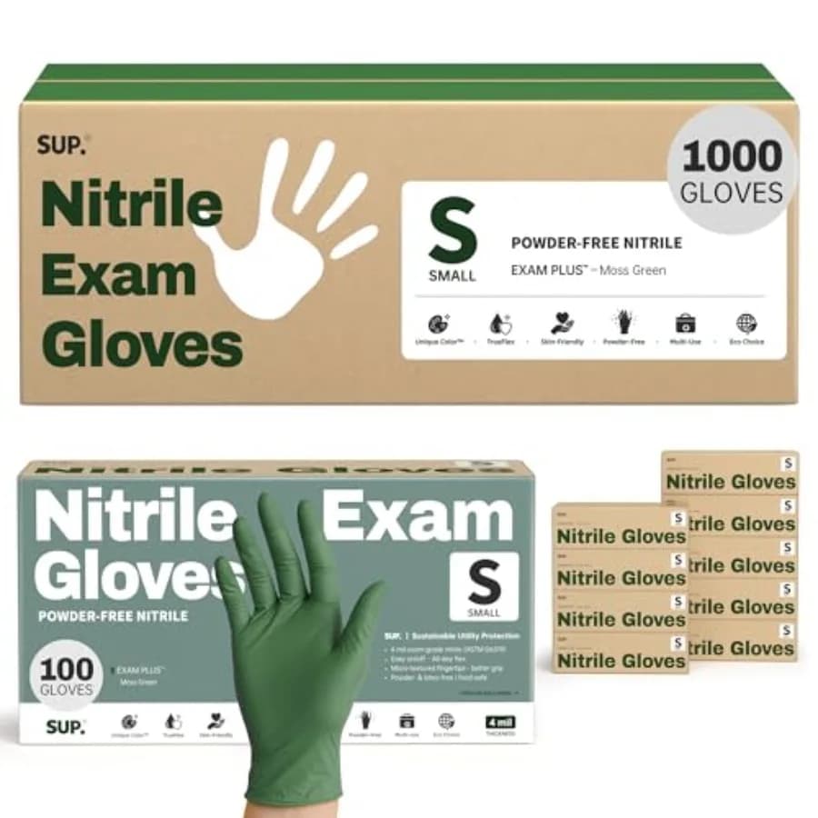 Guanti Monouso in Nitrile SUP per Esami, Senza Polvere, Senza Lattice, Non Sterili, Sicuri per Cucina e Pulizia, Guanti Medici Verdi 1000 Pezzi