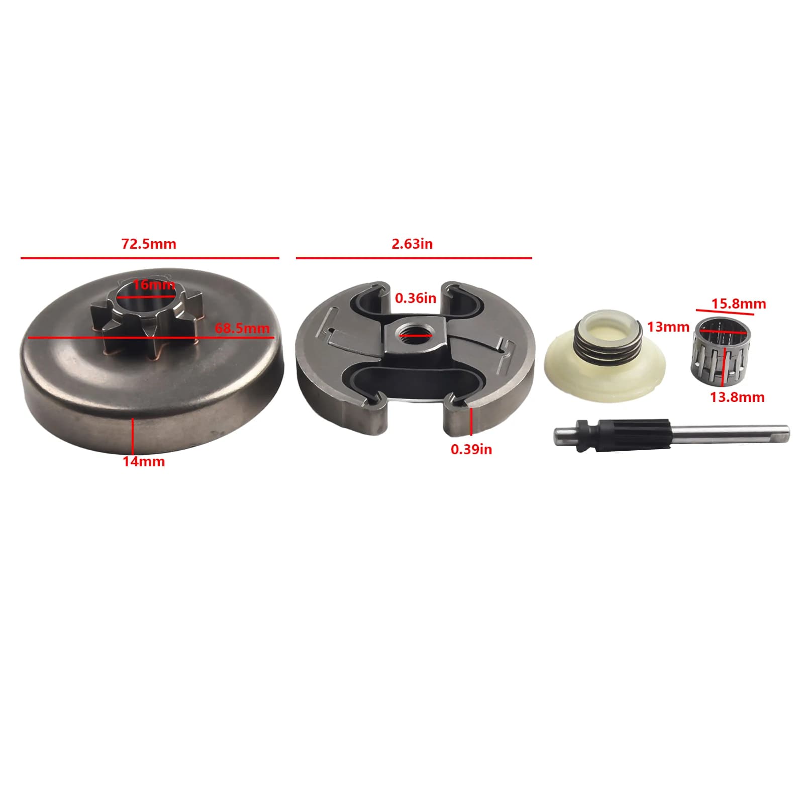 Kit Gruppo Frizione per Motoseghe 340 345 350 445 450, Include Pompa Olio Frizione, Ingranaggio a Vite Senza Fine e Cuscinetto a Rullini