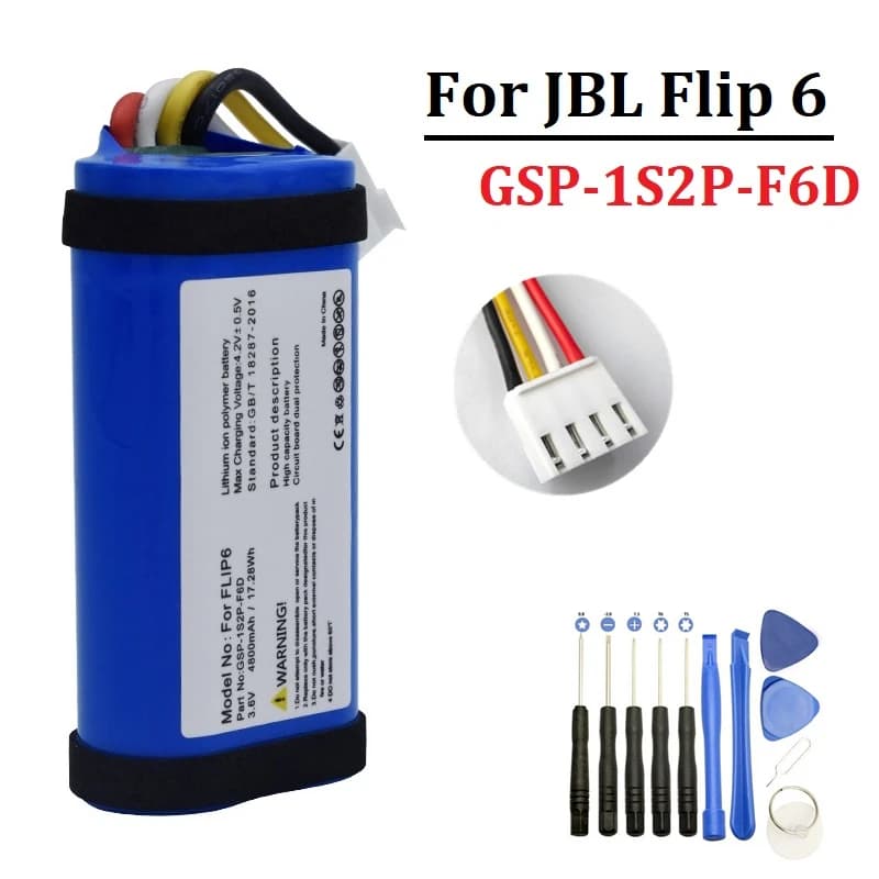 4800mAh Battery For JBL Flip 6 Flip6 GSP-1S2P-F6D Wireless Bluetooth Speaker batteria Replacement