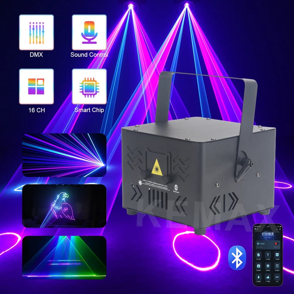 Bluetooth Lazer Light 3W 5W APP Controllo Animazione Laser Cube Proiettore DMX Fascio Scanner DJ Luci da palcoscenico per Party Nightclub Bar