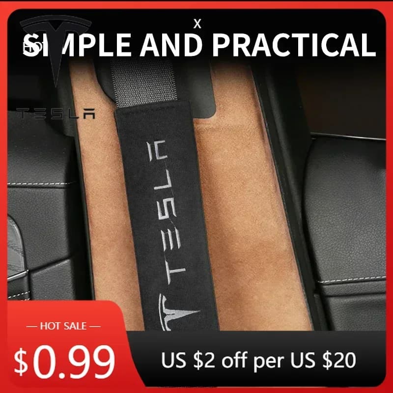 Tesla Car Sticker, 2 pieces, cotton embroidered logo, safety belt cover for Tesla Model 3 2021 S X Y Style Roadster Invader Coil