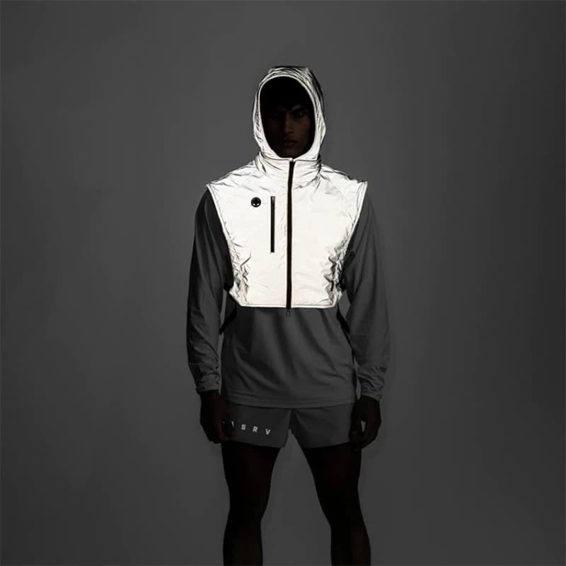 Gilet tattico impermeabile con cappuccio gilet sportivo da uomo senza maniche con Design riflettente