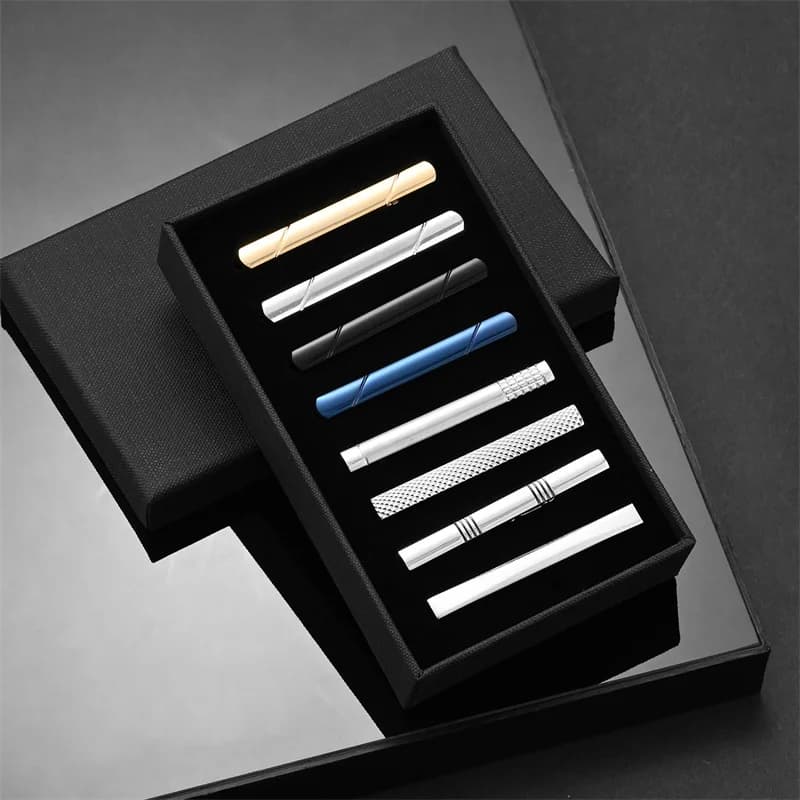 7/8/10 PCS Set di fermacravatta con confezione regalo Regali per gli ospiti di nozze Gemelli per camicia da uomo in metallo Regalo da uomo per il marito Gioielli di lusso