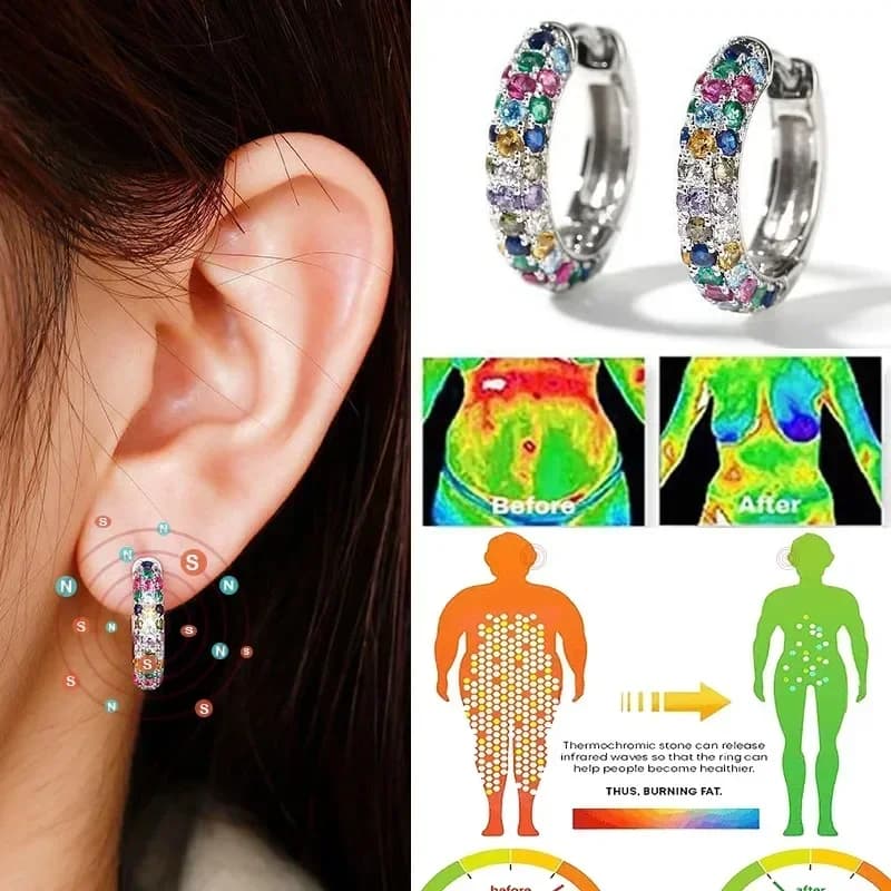 Lymphatic crystal drainage earrings colorful circle round fashion magnetotherapy weight loss slimming jewelry