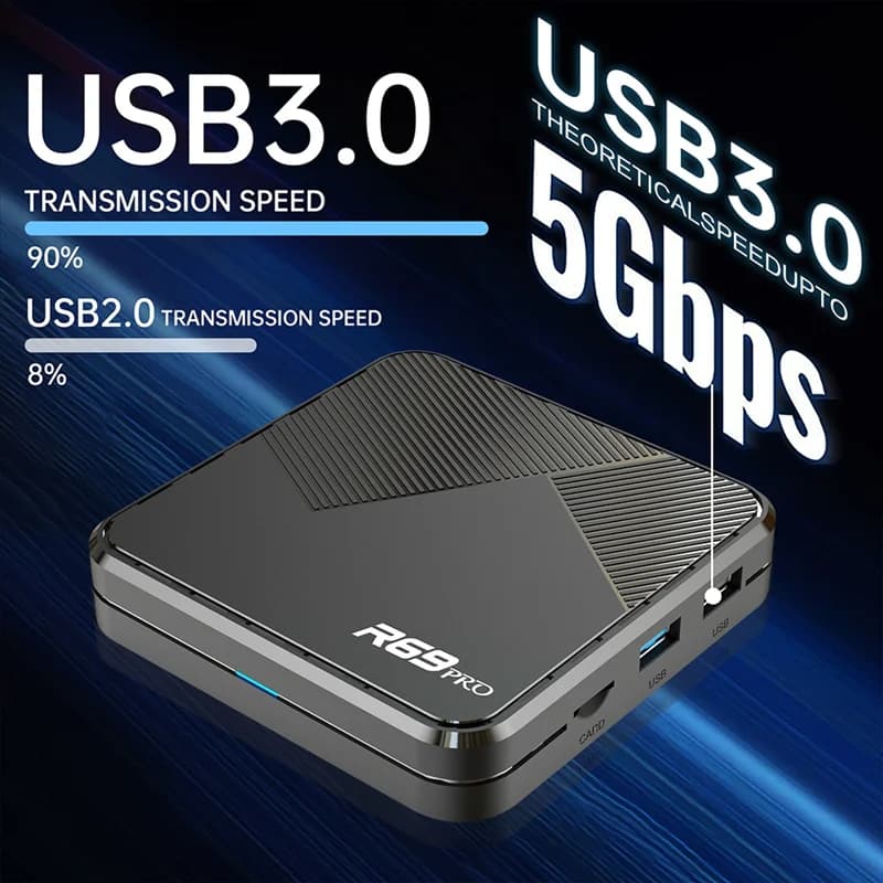 A32T-R69 PRO Andriod 14 TV Box Voice control Smart Theater WIFI6 1000M Lan Bluetooth 8K 4K Video TV live free EU Plug