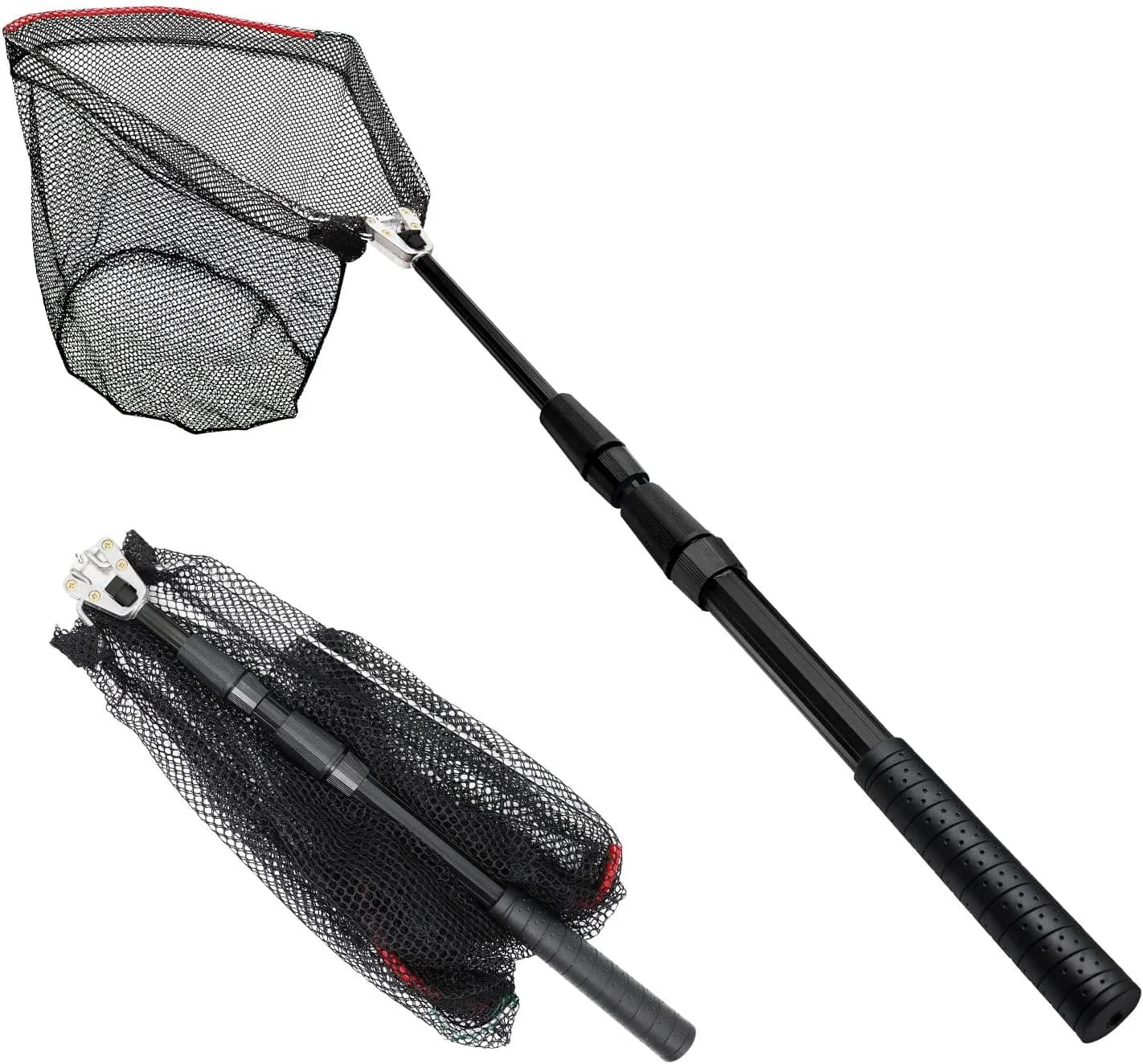 SAN LIKE Fishing Net Fish Landing Net Collapsible Fish Net with Anti-Slip Telescoping Rubber Pole Handle