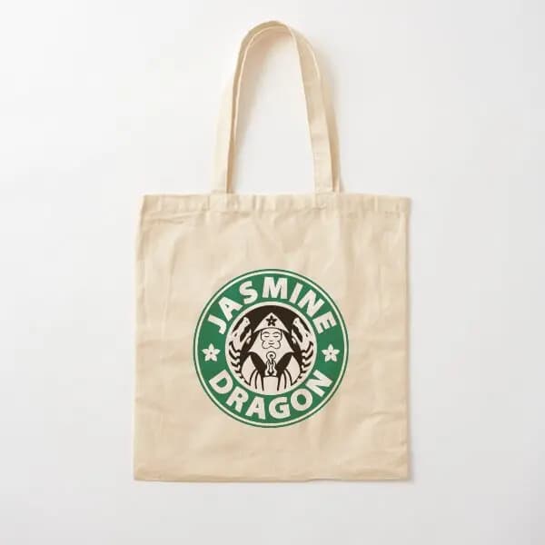 The Jasmine Dragon Cotton Nfp Borsa in tela Borsa unisex in tessuto da donna Tote Grocery Fashion Borsa a tracolla pieghevole casual stampata