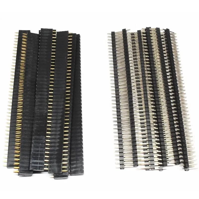 10 pz 5 paia 40 Pin 1x40 Singola Fila Maschio e Femmina 1.27 Breakable Pin Header PCB JST Connettore Striscia per Arduino Nero