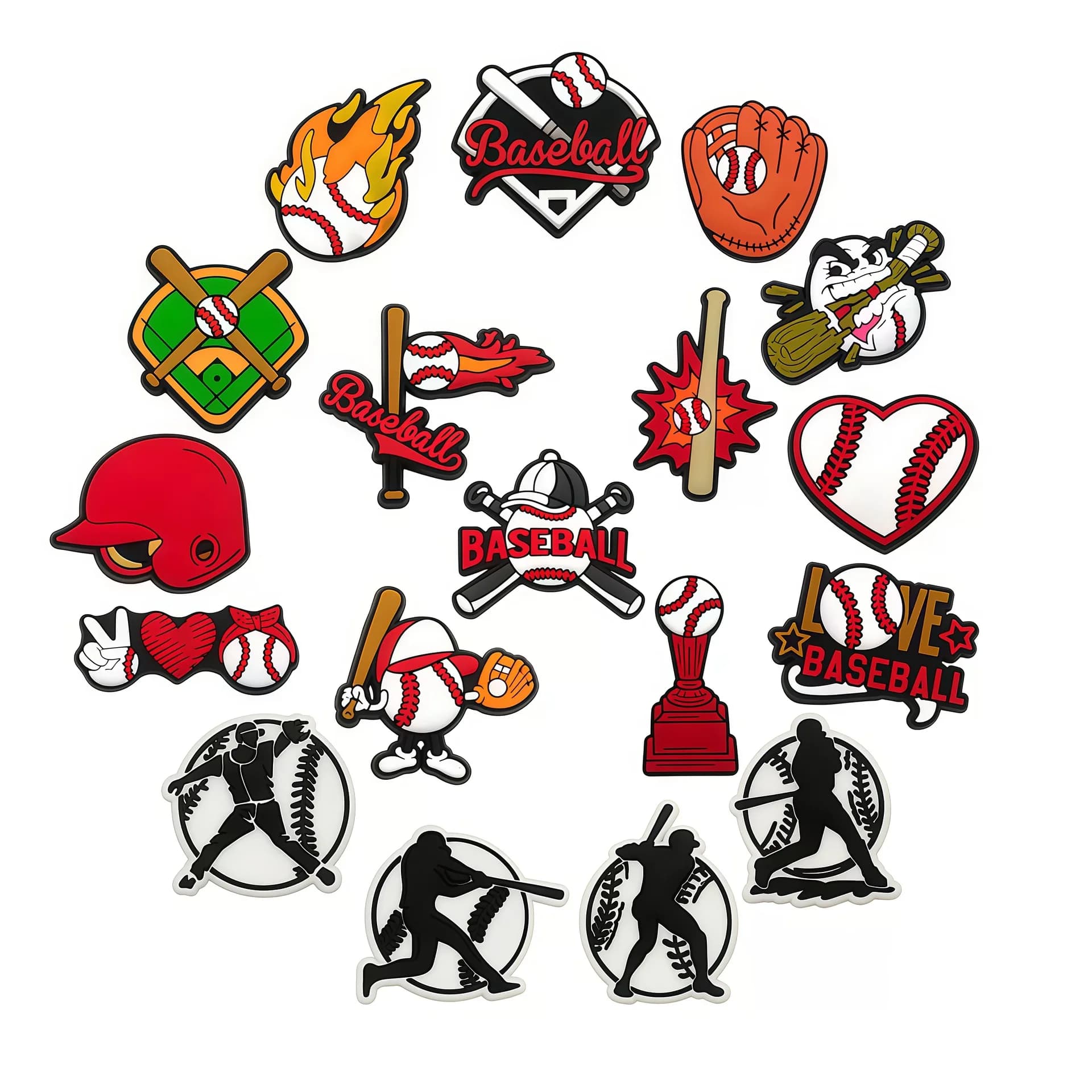 Set di 9-28 Charm per Scarpe Sportive, Basket, Calcio, Baseball, Mix all'Ingrosso, Decorazioni in PVC, Fibbie Staccabili, Impermeabili, Regalo di Natale