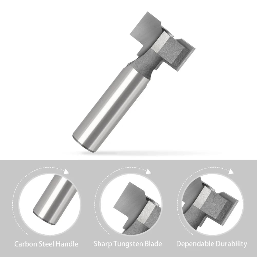 Straight T Slot Wood Router Bit 1/2" 12mm Shank Trimmer Cabinet Concealed Invisible Hand Pull Groove Machining Milling Cutter