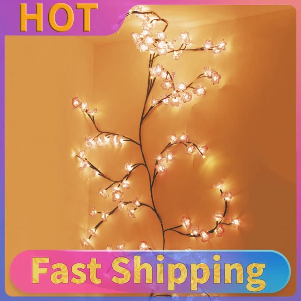 LED Cherry Blossom Branch Light Remote Control Lighted Artificial Flowers Cherry Blossom Fairy Lights for Home Bedroom Decor