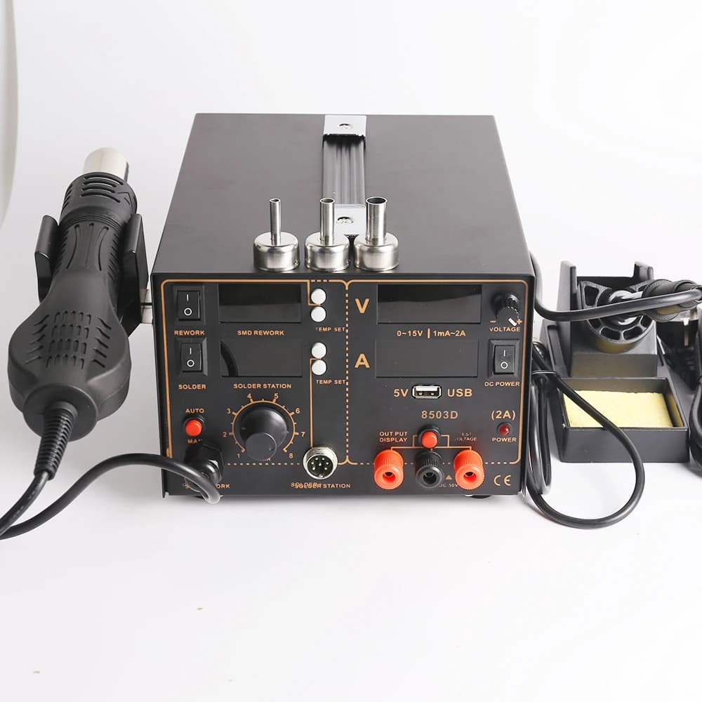 Stazione di saldatura 3 in 1 Saldatore elettronico Uscita USB Riparazione Strumenti di saldatura Pistola termica per rilavorazione SMD 800W per cellulare BGA IC