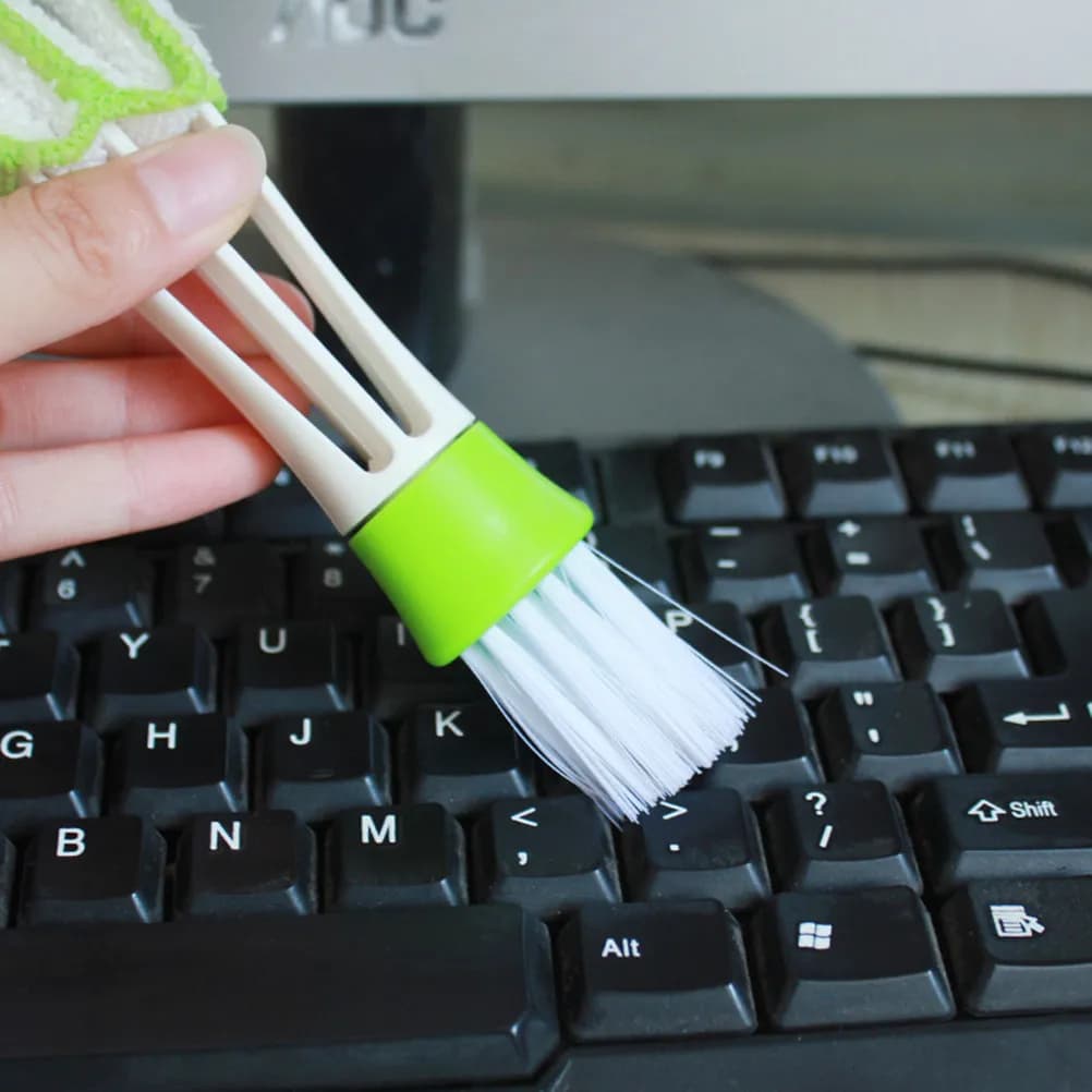 Mini Double Ended Cleaning Brush Top Nylon Material Detachable Cloth Cover Duster for Car Air Vent Keyboard Air Conditioner