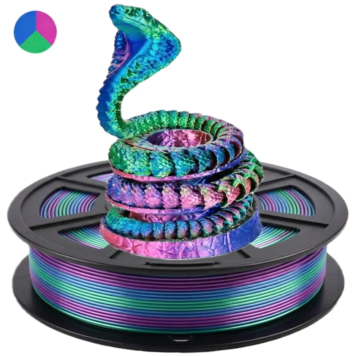 Silk PLA 3D Printer Filament, Three-Color Silk PLA Filament, 1.75 mm. 3D printing filament compatible with most FDM printers, 25