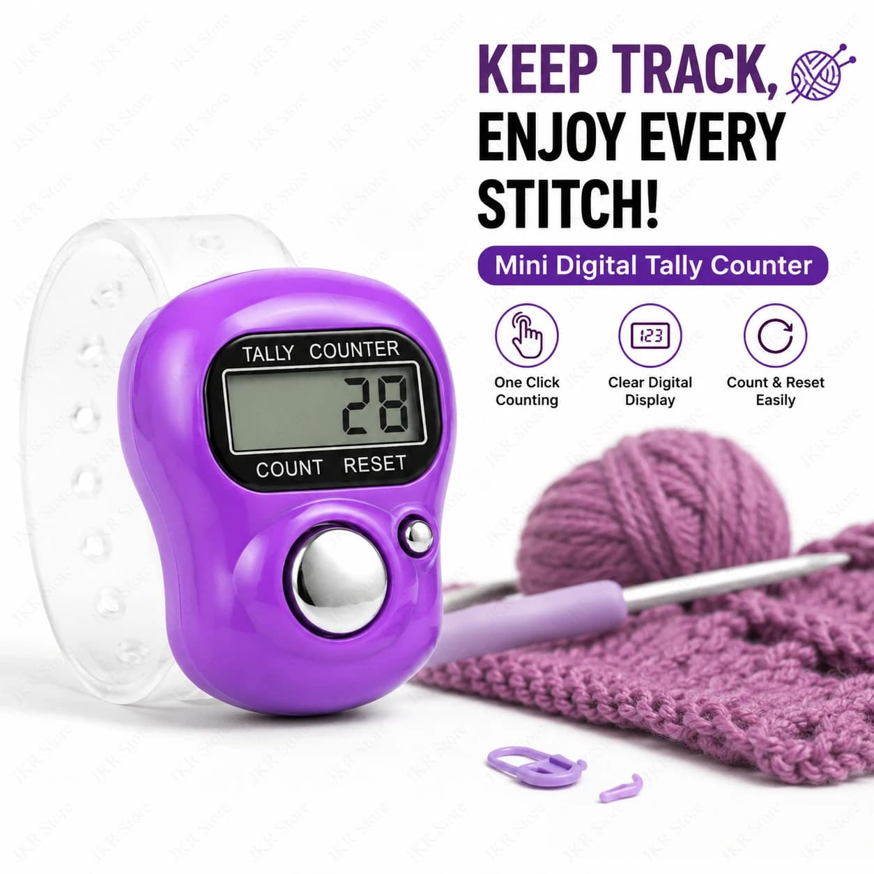 Digital Finger Ring Counter Mini Electronic Counting Clicker for Knitting Row Crochet Stitch Sewing Tools Accessories