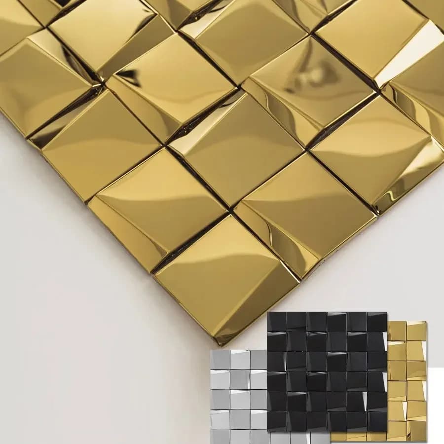 Specchio 3D ad arco in metallo spazzolato oro mosaico Tille sfondo decorazione della parete decorazione della parete europea adesivi murali per la casa