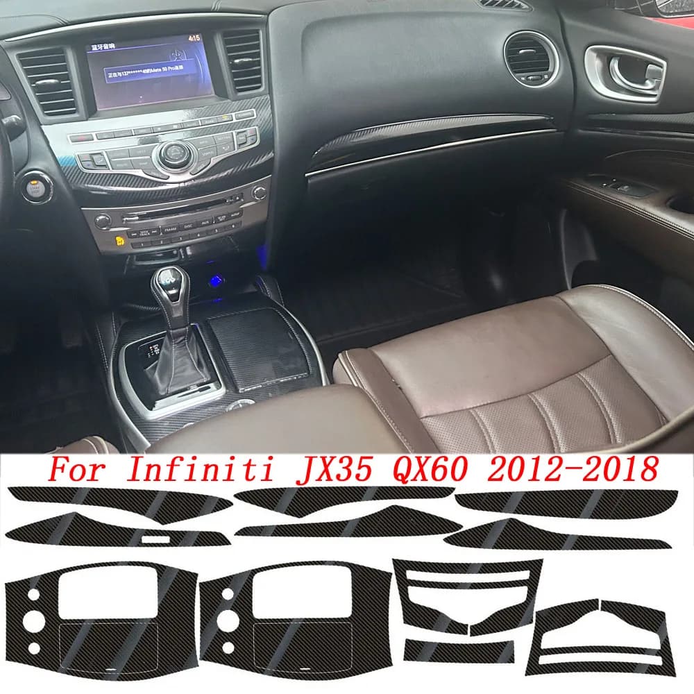 Per Infiniti JX35 QX60 2012-2018 Interni Pannello di Controllo Centrale Maniglia Della Porta Adesivi In Fibra di Carbonio Decalcomanie Car styling Accessorie