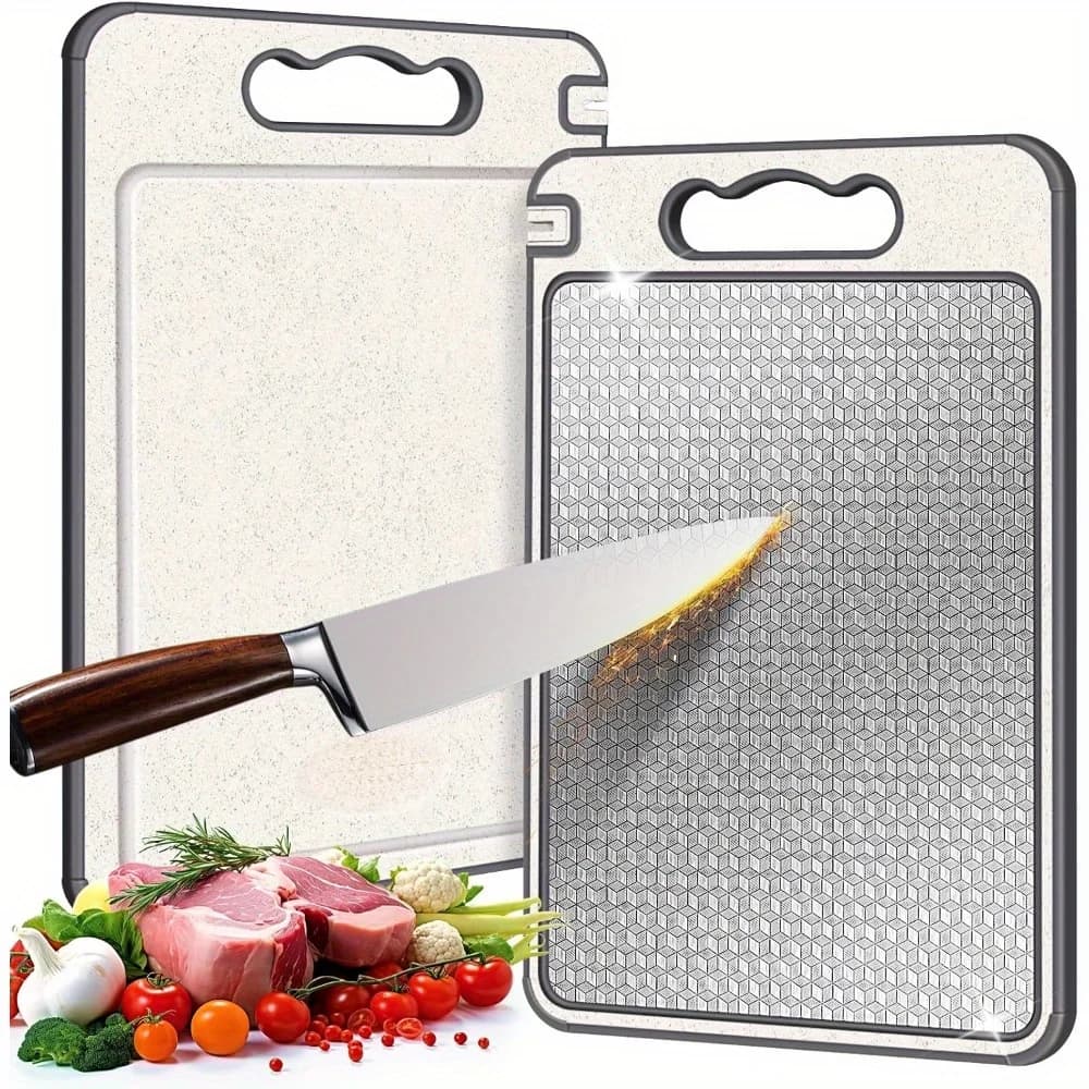 Tagliere bifacciale in acciaio inossidabile da 1 pezzo per tagliere in silicone antiscivolo resistente ai graffi da cucina