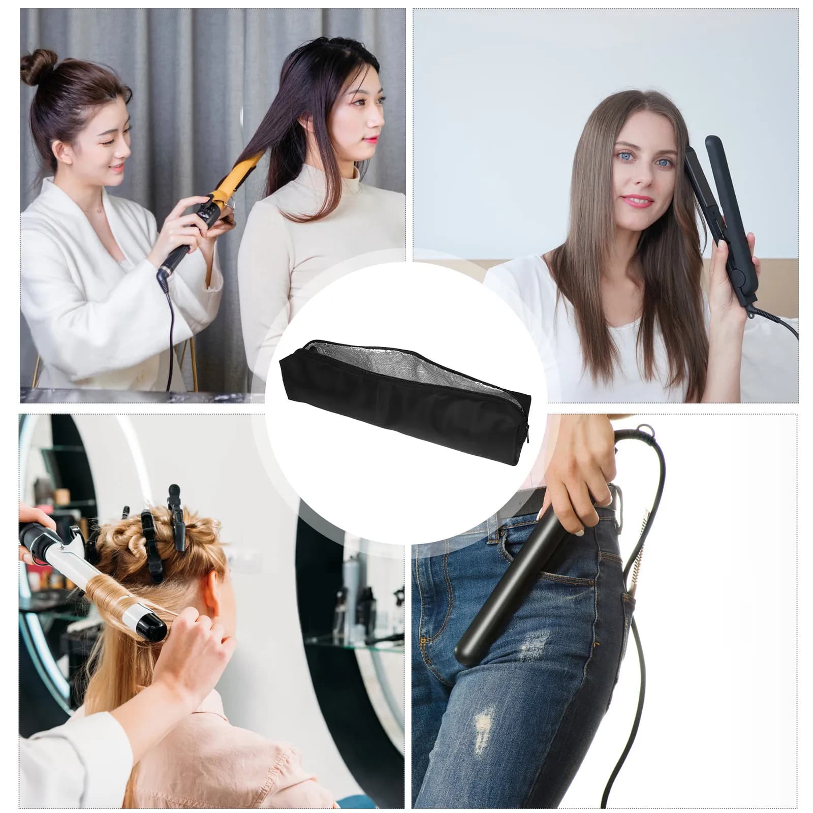 Borsa da Viaggio Leggera Resistente al Calore per Strumenti per Capelli, Custodia per Ferro Arricciacapelli, Piastra e Organizzazione Cavi - Pratica e Veloce