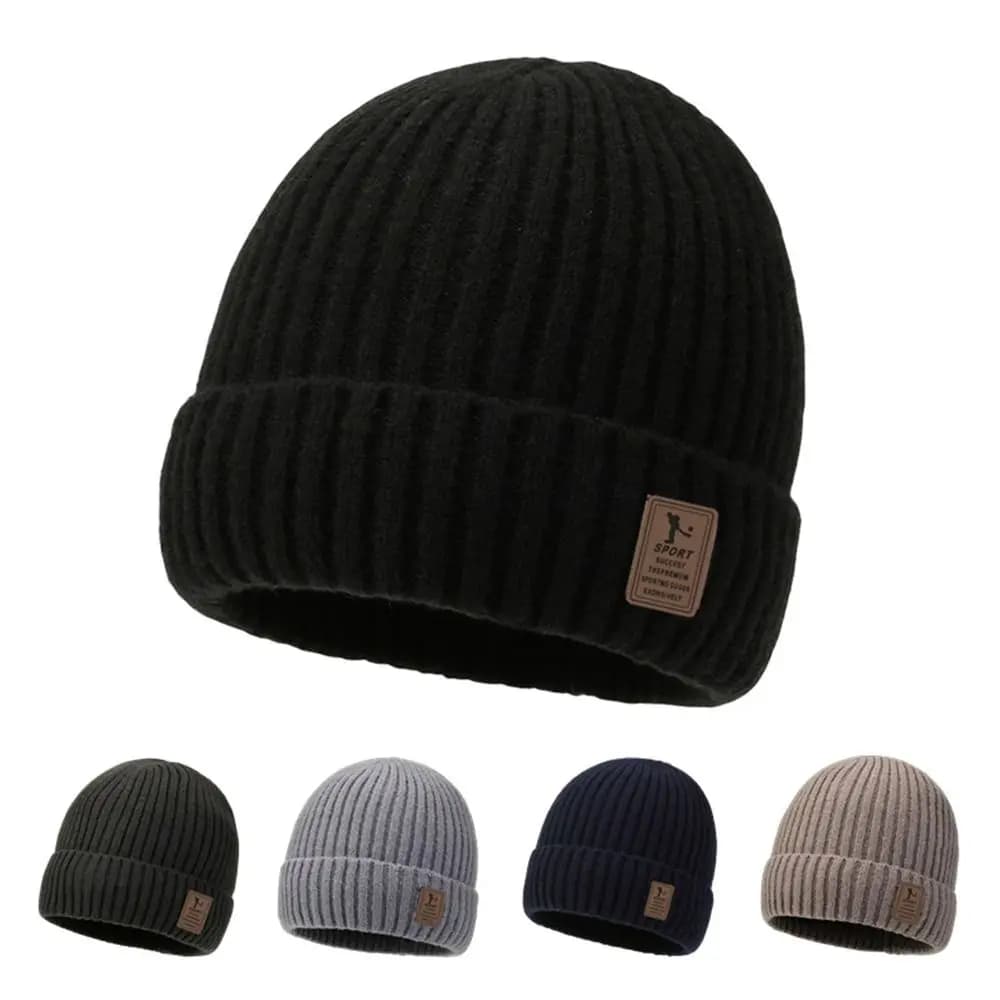Winter Soft Knitted Hat Fleece-Lined Warm Beanies Hat Thick Windproof Earmuffs Cap Outdoor