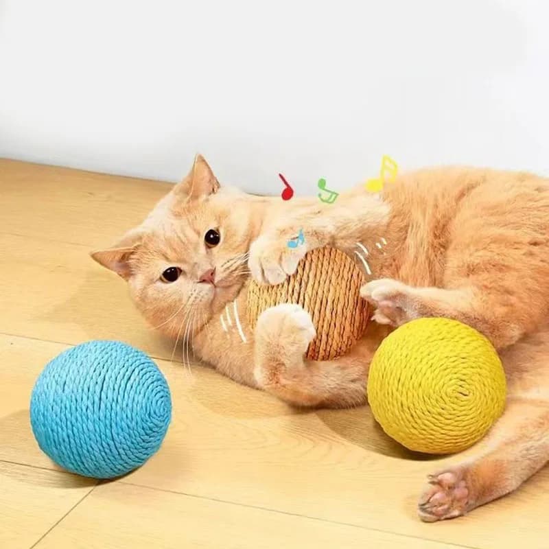 Giocattoli per gatti con palline in sisal, giocattoli da masticare per pesci, giocattoli interattivi per gatti con pesci resistenti ai graffi per esercizi indoor