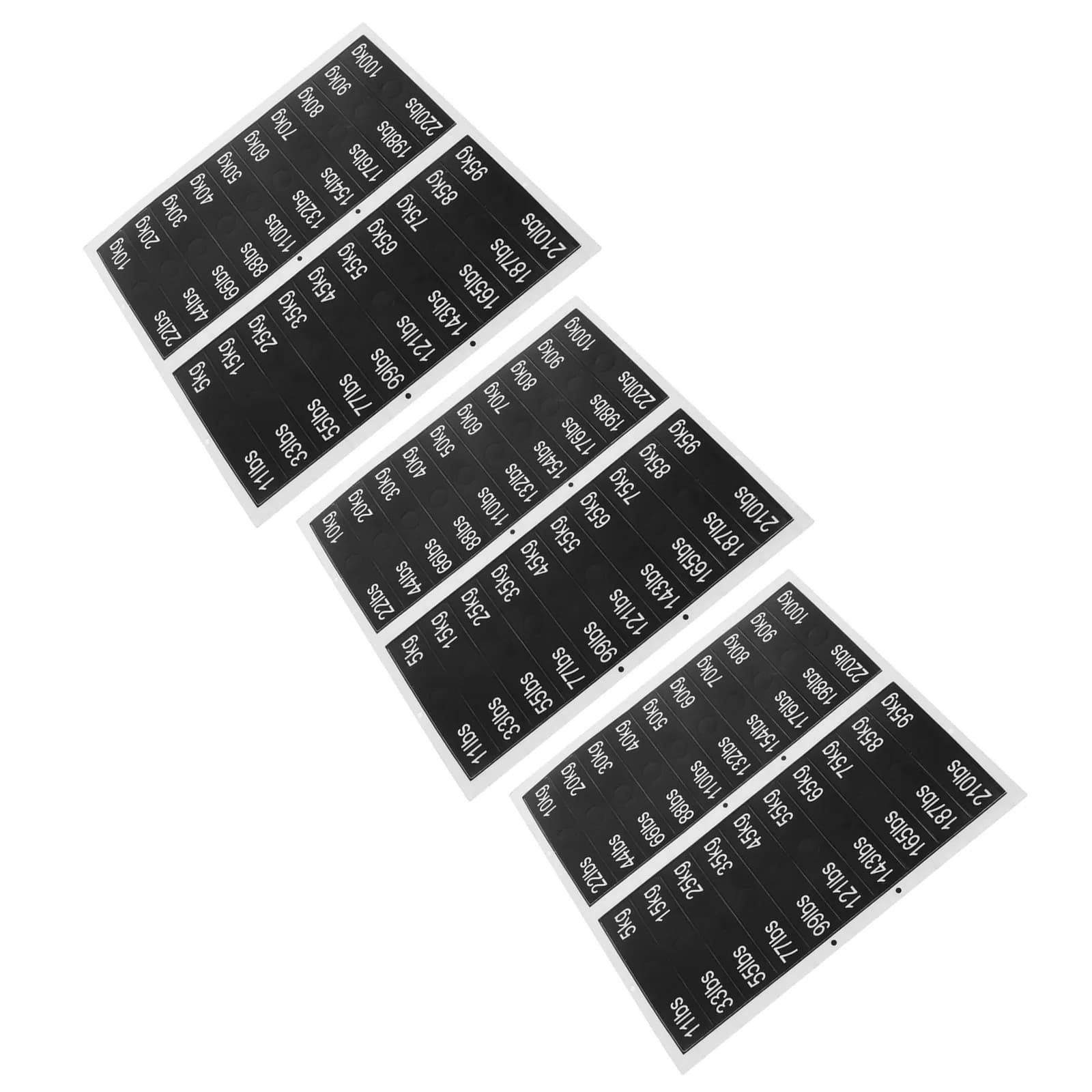 3 Fogli di Etichette per Pesi, Adesivi per Attrezzature da Palestra, Etichette in PVC Resistente per Pesi da 5-100 Kg, per Manubri e Bilancieri