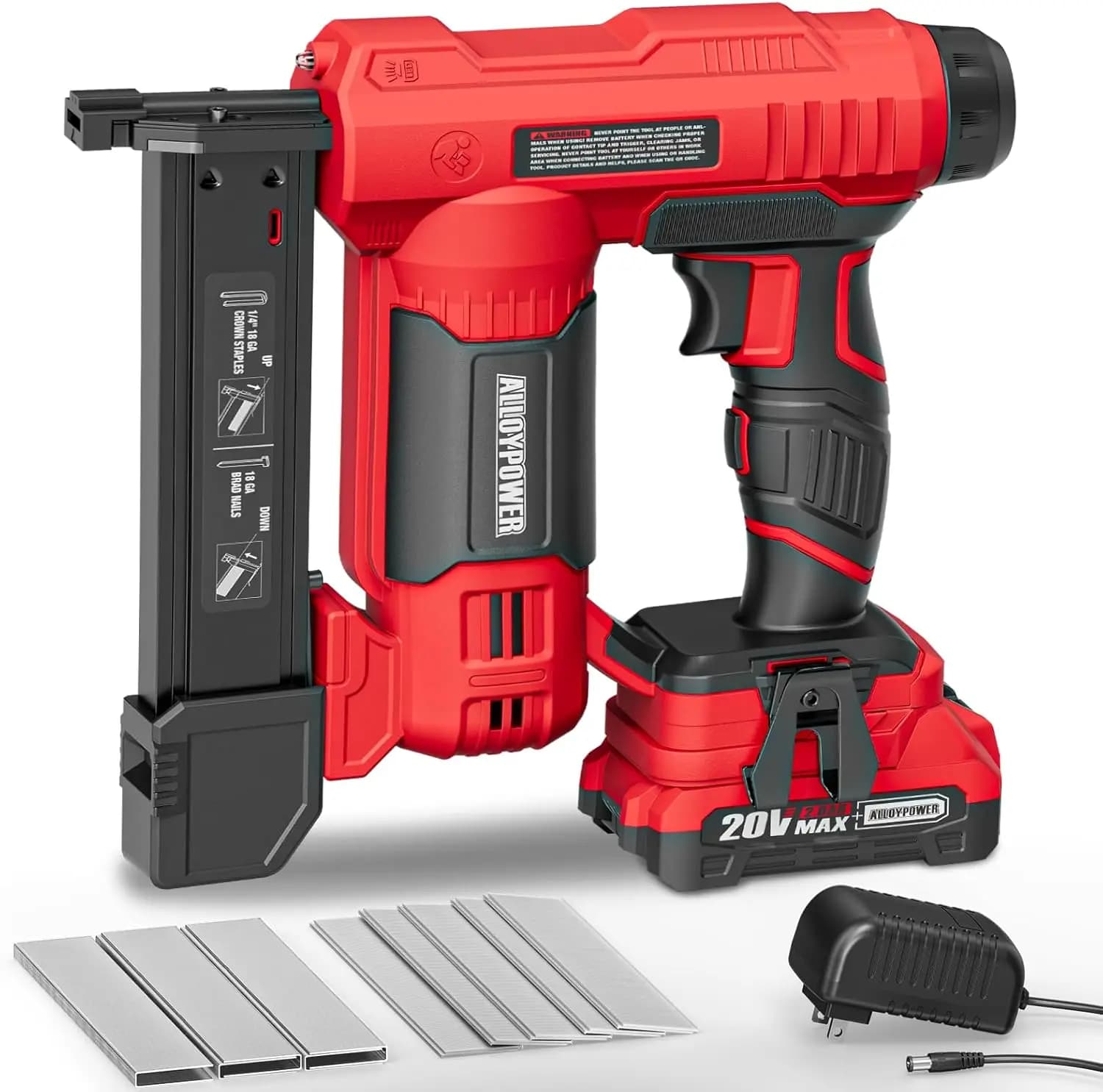 Chiodatrice e Graffatrice Elettrica 2 in 1 Senza Fili con Batteria da 2.0Ah, 1500 Chiodi Inclusi per Miglioramenti Domestici e Lavorazione del Legno