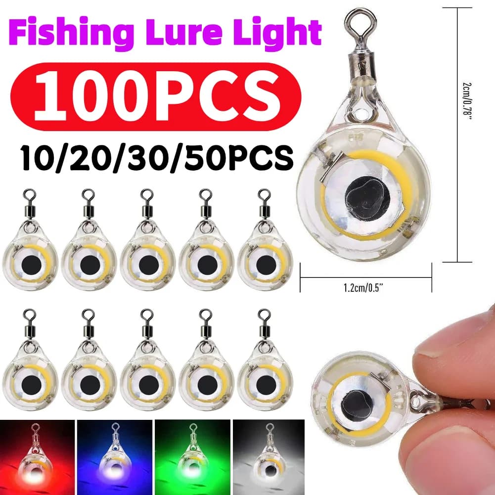 10-100 pezzi mini esca da pesca luce LED che attira la luce del pesce forma dell'occhio pesca calamari esca da pesca esca luminosa subacquea