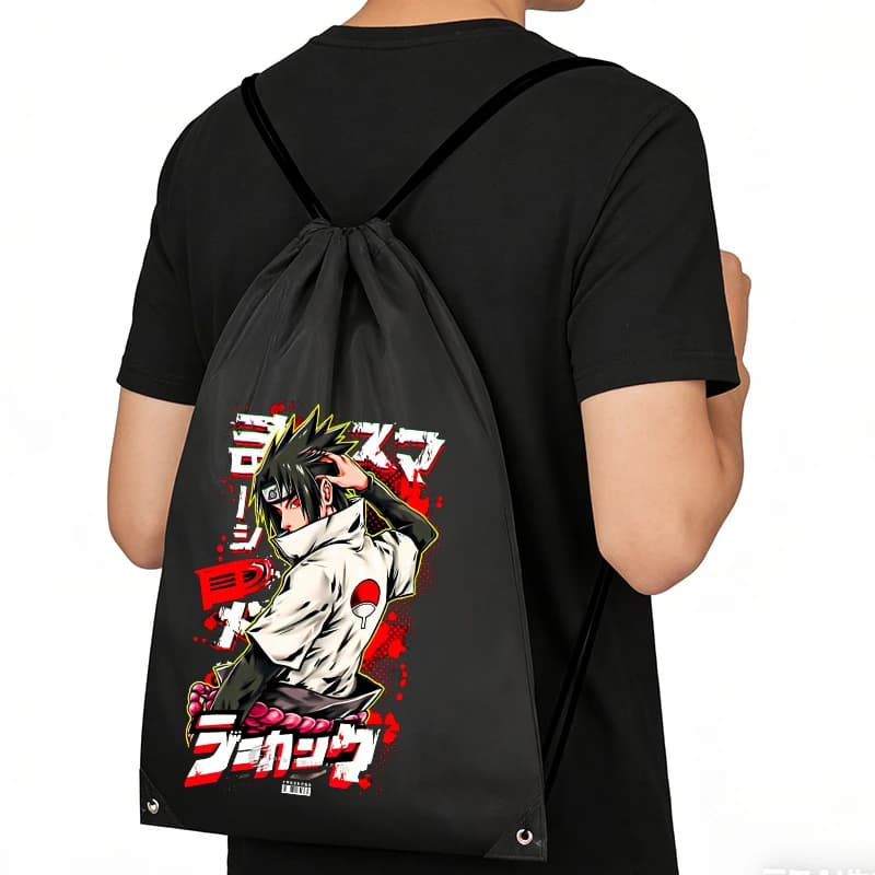 Nuovo Zaino con Coulisse Naruto, Borsa Regalo Anime Cartoon per Ragazzi, Borsa a Mano in Poliestere per Uomo, Borsa Portatile per Escursionismo e Conservazione Abiti