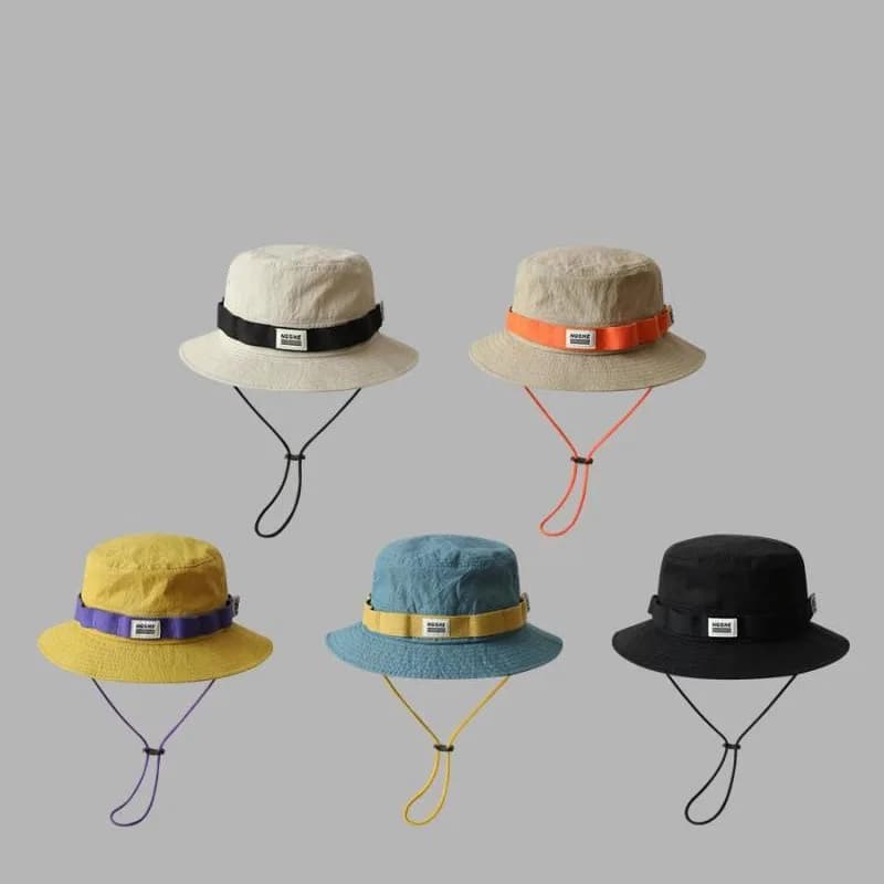 Color Blocking Sun Hat Summer Large Brim Men Fisherman Hat Waterproof UV Protection Sun Cap Hiking Fishing Climbing Bucket Hats