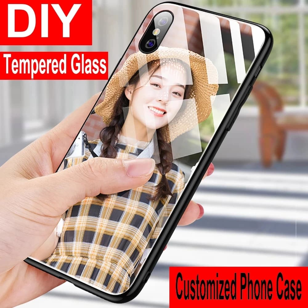 Custodia per telefono con foto personalizzata fai-da-te Custodia in vetro temperato con bordo morbido per iPhone 15 14 12 13 Mini 11 Pro XS MAX X XR 6 6S 7 8 Plus SE Cover