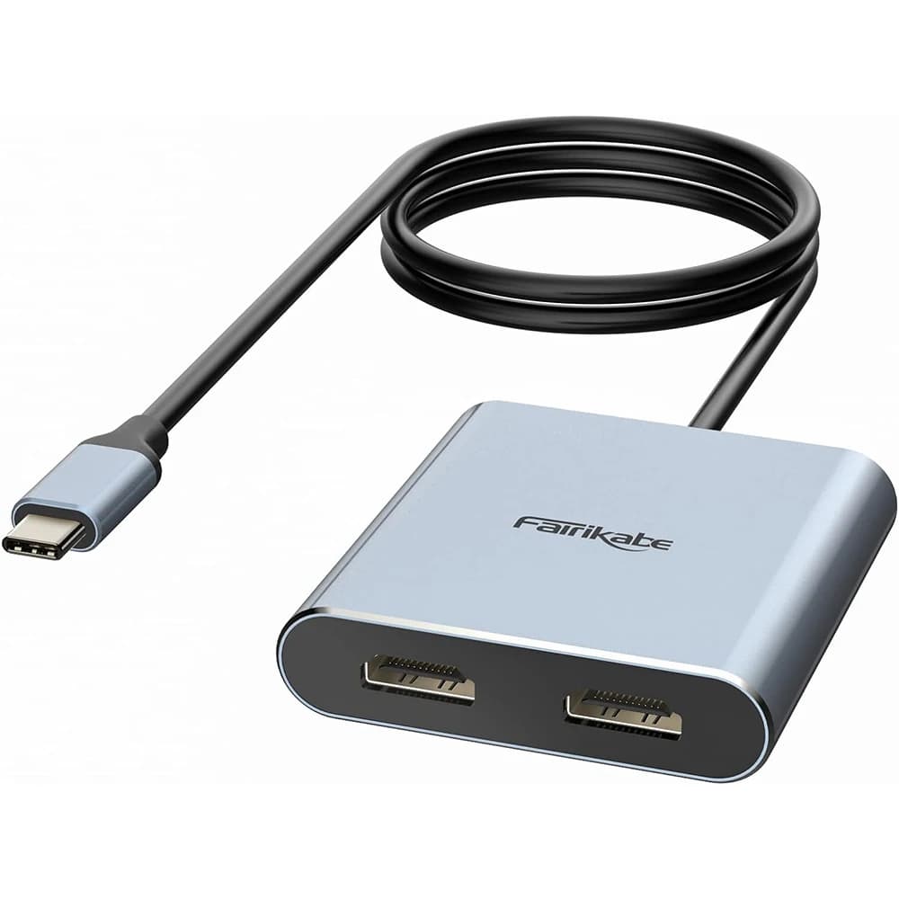Fairikabe Hub compatibile da USB C a doppio HDMI per 2 monitor Docking station multiple di tipo C 4K60Hz per laptop (scheda DP Alt richiesta)