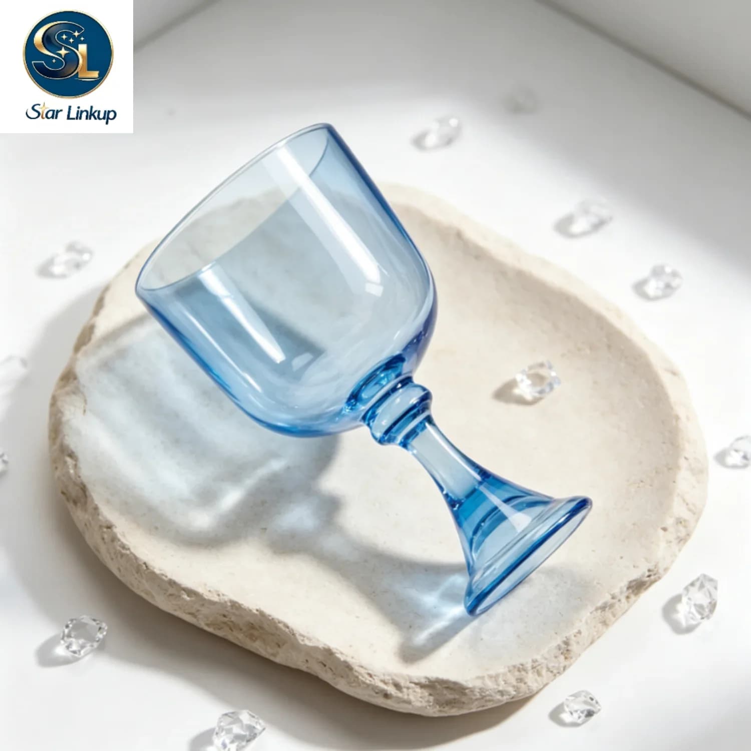 STAR LINKUP 5-6.5 Inch Blue Quartz Chalice Singing Bowl, 432Hz/440Hz Crystal Sound Healing Bowl for Yoga Meditation, With Mallet