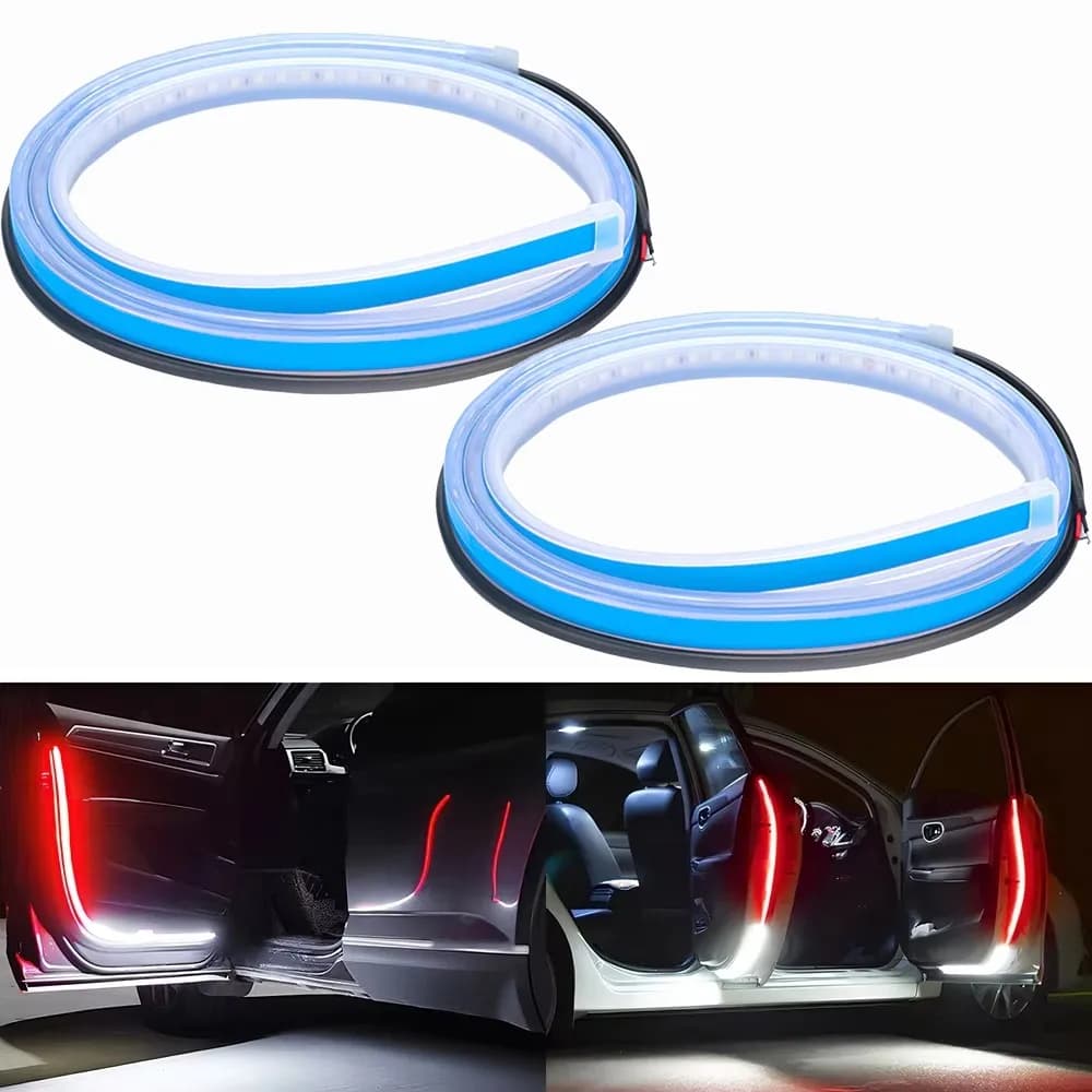 Striscia LED da 1,2m per Portiera Auto, Luce di Avvertimento e Atmosfera, Lampada Anti-Collisione, Illuminazione Decorativa per Auto, Striscia Luminosa di Benvenuto