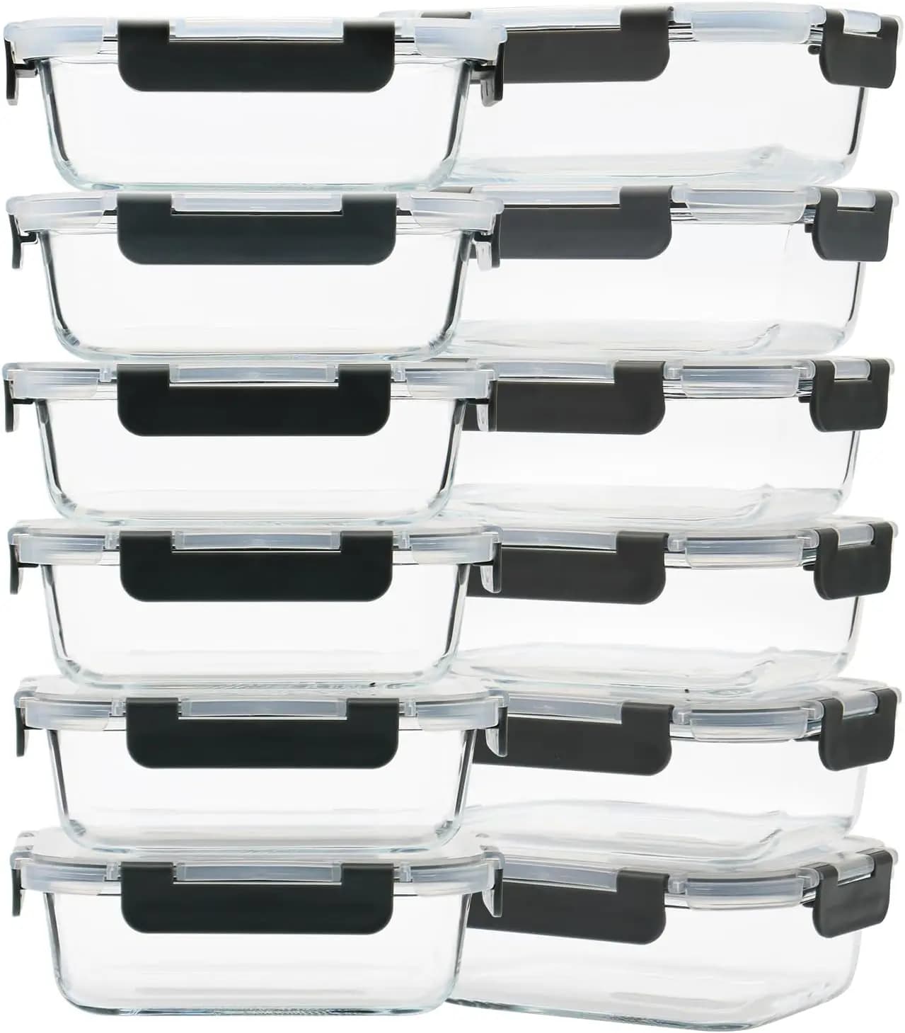 Set di 12 Contenitori in Vetro da 22oz per Preparazione Pasti, Contenitori per Alimenti con Coperchi, Ermetici, Resistenti alle Perdite, da Freezer a Microonde
