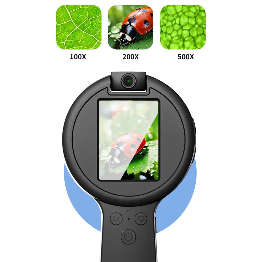 Lente d'Ingrandimento HD con Luce/Luce UV, Microscopio Digitale Elettronico Portatile Mini con Schermo da 2,4 Pollici e Zoom 50-500x