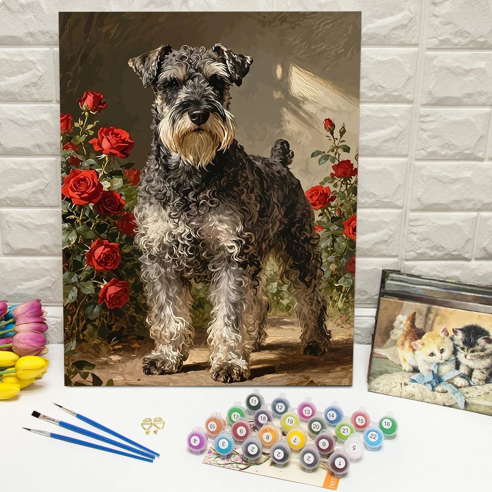DIY Acrylic Paint By Numbers Dog Animal Digital Oil Painting Puppy Rose Drawing On Canvas Acrylic Paint Wall Decor Living Room-f