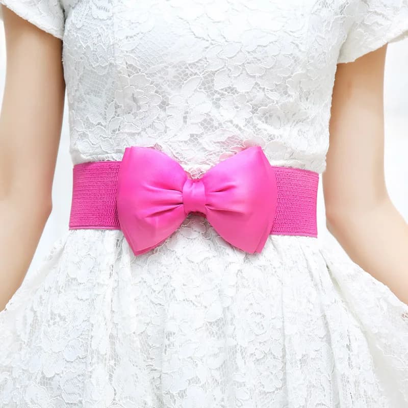 Cintura larga elastica da donna Cintura dolce alla moda coreana con grande fiocco Decorazione elegante e versatile per le donne