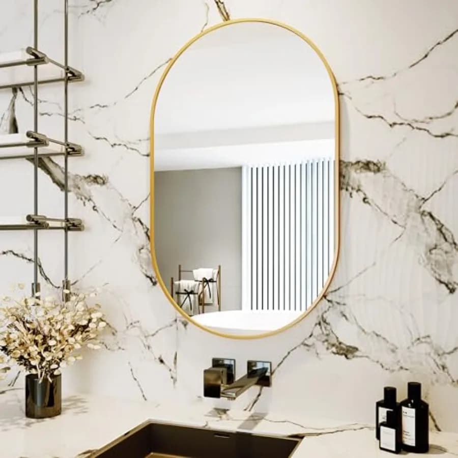 Specchi Ovali Protylctaster, Specchi Ovali da Bagno 20x28, Specchio da Parete, Specchi da Bagno per Sopra il Lavabo