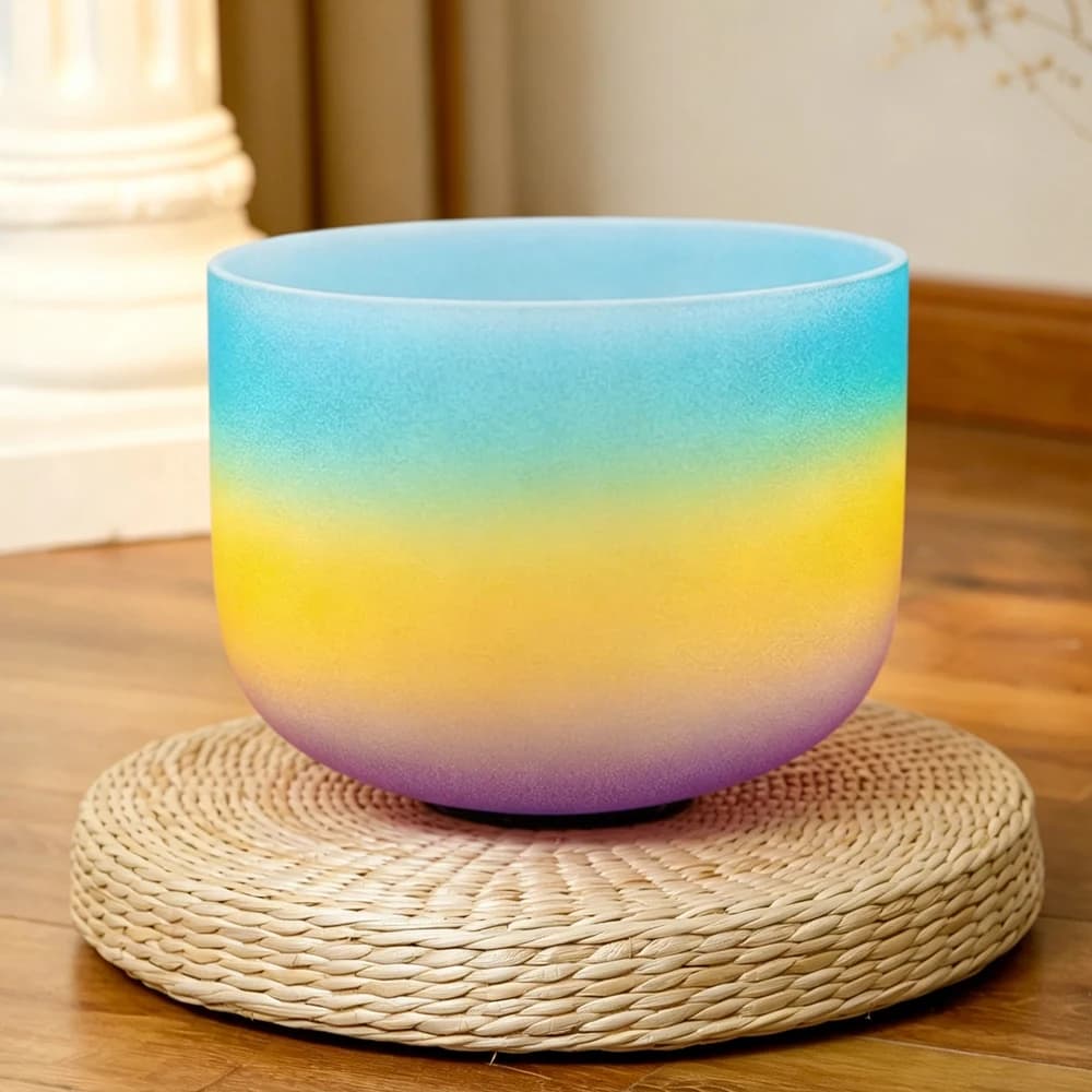 Hye-eun 8inch 440hz/432hz Rainbow Crystal Singing Bowl Chakra Meditation Musical Instruments Sound Tibetan Bowls