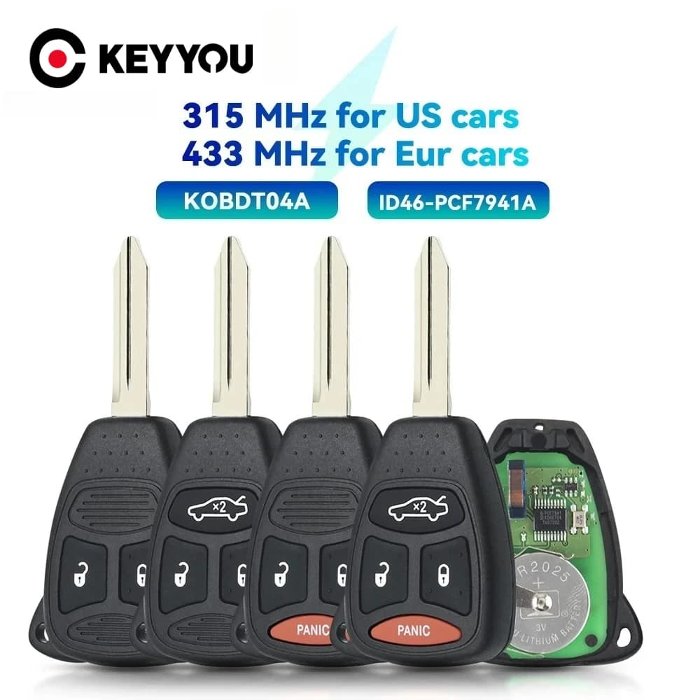 KEYYOU KOBDT04A ID46 315/433 Mhz Chiave A Distanza Dell'automobile Per Dodge RAM JEEP Commander Compass Grand Cherokee Liberty Wrangler Chrysler
