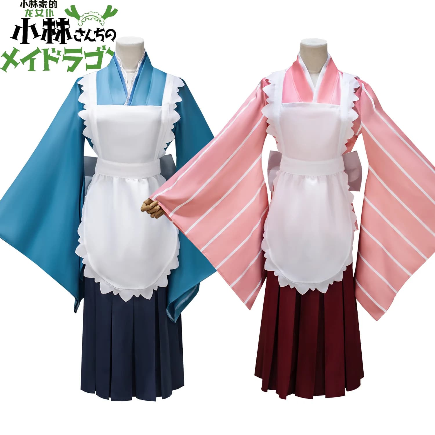 Costume Cosplay della Damigella Drago di Miss Kobayashi, Abito Kimono di Tohru Kanna con Cuscino a Coda di Drago
