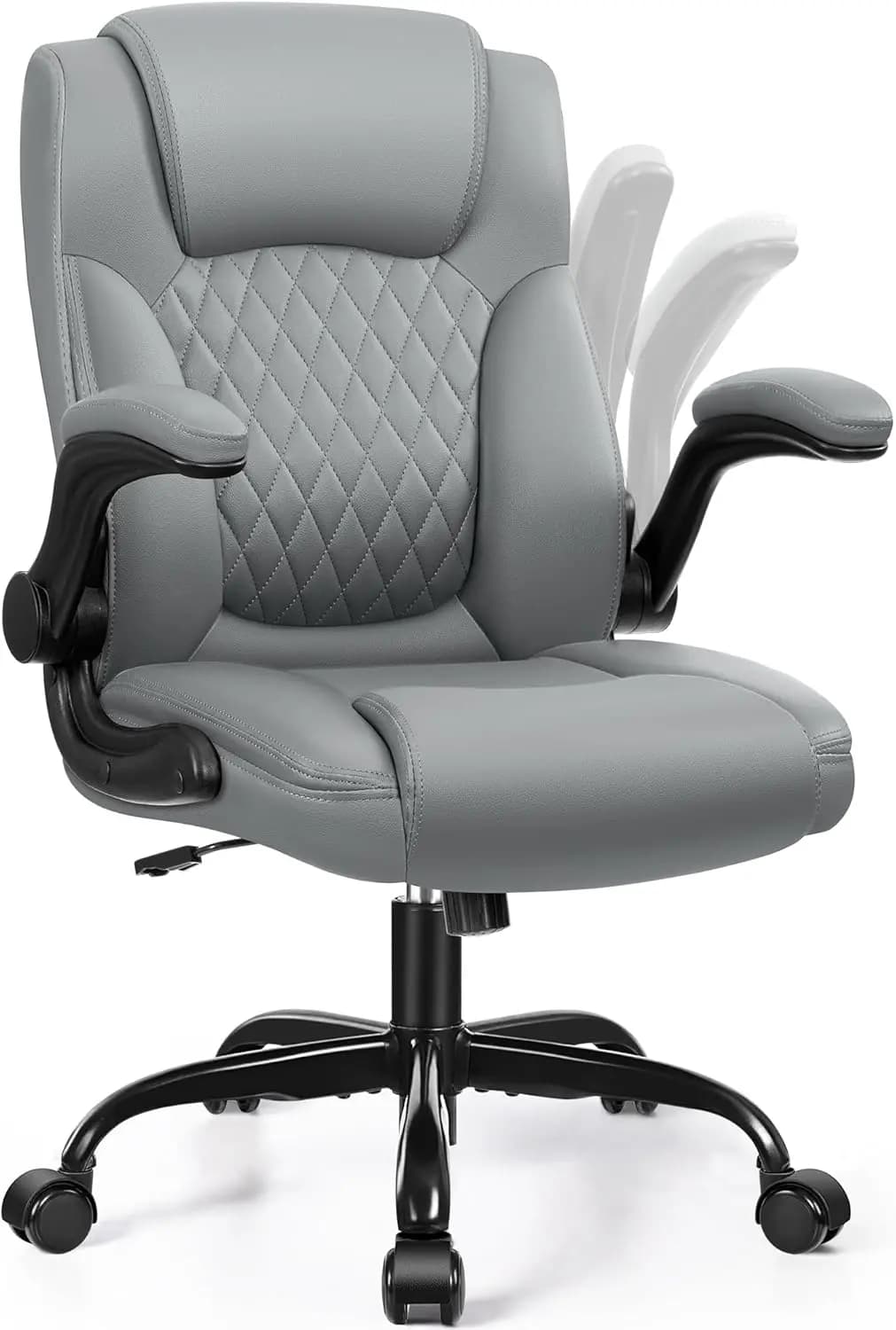 Sedia da Ufficio Ergonomica in Pelle PU con Braccioli Regolabili, Rotazione a 360° ° Funzione Girevole e Basculante per Casa o Gaming